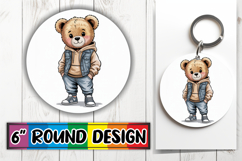 Joyful Coasters Circle PNG Style, Teddy Bear Product Image 1