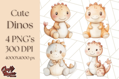 Cute Pastel Dinosaur Clipart PNG for Nursery Art, Baby Decor Product Image 1