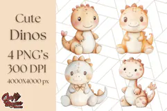 Cute Pastel Dinosaur Clipart PNG for Nursery Art, Baby Decor Product Image 1