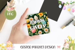 Happy Easter Magnet, Floral Easter Square Coaster Template Product Image 1