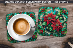 Poinsettias Coaster Sublimation, Christmas Coaster PNG Product Image 1
