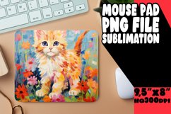 Sweet Cat with Floral Mouse Pad for Print PNG Product Image 1