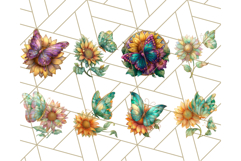 Stained Glass Butterfly and Sunflower PNG Clipart Product Image 6