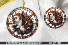Hedgehog Stained Glass Ornament PNG, Sublimation PNG Design Product Image 1