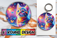 Radiant Round Sublimation Coasters, Cat Product Image 1
