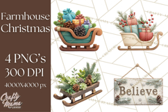 Cozy Farmhouse Christmas Clipart PNG, Wreaths & Candles Product Image 1