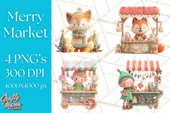 Cute Christmas Market Stall Clipart for Crafts PNG Product Image 1