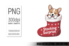 Cute Christmas Dog, Animal Sublimation Clipart PNG Product Image 1