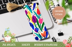 Colorful Bookmark Printable, Abstract Tulips Bookmark PNG Product Image 1