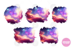 Galaxy Sublimation Backgrounds | Retro Celestial Stars PNG Product Image 1