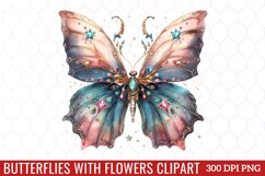 Butterflies With Flowers Clipart Product Image 1