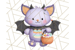 Kawaii Halloween Clipart Cute Kids and Candy Elements Png Product Image 2
