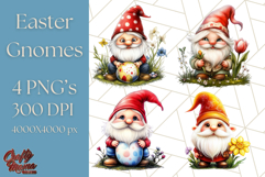 Easter Gnome PNG, Spring Bunny Clipart, Cute Digital Art Product Image 1
