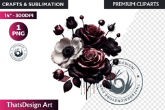 Dark flowers, wedding Florals PNG, Dark Romance Clipart Product Image 1