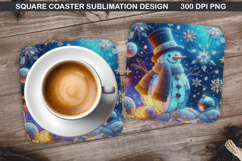 Snowman Coaster Sublimation, Christmas Coaster PNG Design Product Image 1