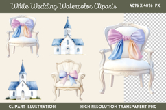 White Wedding Watercolor Clipart PNG Product Image 1