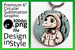 Charming Round Design Keychain Template , Cute Dino Product Image 1