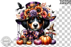 Halloween Dog Flowers Sublimation - Clipart PNG Design Product Image 1