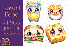 Kawaii Food Clipart Png, Cute Illustrations for Crafts Product Image 1