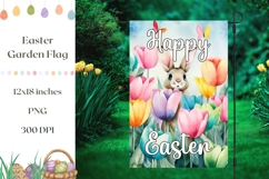 Happy Easter Garden Flag, Watercolor Tulips Sublimation Product Image 1