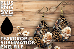 Charming Teardrop Earrings Design PNG, Leopard Prints Product Image 1