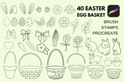 40 Easter Egg Basket Procreate Brush Stamps Product Image 3