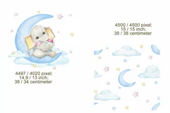 Watercolor elephant Clipart digital paper, Baby Shower Clipa Product Image 4