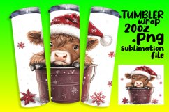 Cute Christmas Cow Watercolor Wrap - 20oz Tumbler Sublimatio Product Image 1