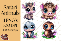 Safari Animals Clipart Png, Cute Kawaii Style for Crafts Product Image 1