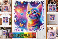 LUMINOUS Sublimation TSHIRT PNG, Cat Product Image 1