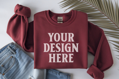 Cardinal Red Gildan 18000 Folded Flat Lay Mockups Product Image 1