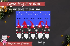 Gnome and snowflakes svg, 11 oz & 15 oz mug wrap png Product Image 2