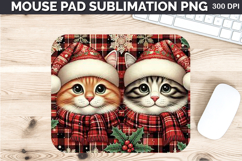 Watercolor Cat Mouse Pad Sublimation - Christmas PNG Design Product Image 1