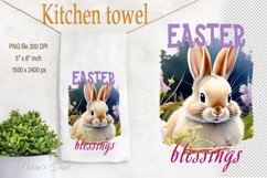 Easter bunny sublimation kitchen tea towel |Easter blessings Product Image 1