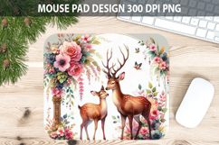 Watercolor Deer Mouse Pad Sublimation - Valentines PNG Product Image 1