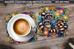 Raccoon Coaster Sublimation, 4th Of July Coaster PNG Product Image 1
