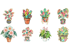 Glitter Spring Houseplants Clipart Product Image 9