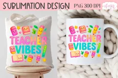 Teacher vibes shirt PNG, Cute Teacher sublimation design Product Image 5