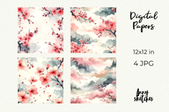 Sakura Blush Digital Paper Watercolor Seamless Pattern Product Image 2