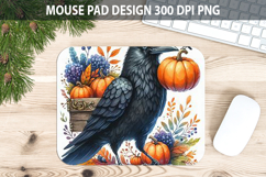 Watercolor Crow Mouse Pad Sublimation - Animal PNG Design Product Image 1