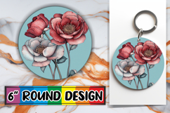 Charming Circle PNG Keychain Artwork , Beauty Flower Product Image 1