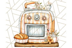 Whimsical Cottagecore Kitchen Clipart, Retro Coral PNG Decor Product Image 2