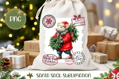 Vintage Christmas Mouse Santa Sack Sublimation Product Image 1