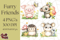 Cute Animal Friends Clipart PNG, Whimsical Spring Animal Duo Product Image 1