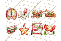 Santa Sleigh Ride Clipart PNG, Flying Reindeer Christmas Art Product Image 6