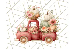 Vintage Truck Pumpkin and Fall Flowers PNG Clipart, Autumn Product Image 2