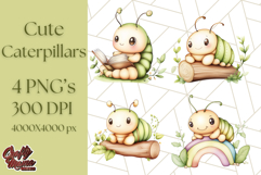 Cute Caterpillar Clipart PNG, Spring Bug Illustrations Product Image 1