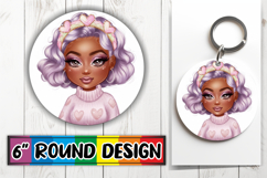 Playful Circle Car Coaster Sublimation, Afro Girl Product Image 1