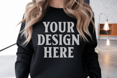 Gildan 18000 Black Mockup , Crewneck Sweatshirt Boho Mock-up Product Image 1