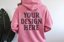 Pink Gildan 18500 Hoodie Sweatshirt Mockup, Unisex Hoodie Product Image 1